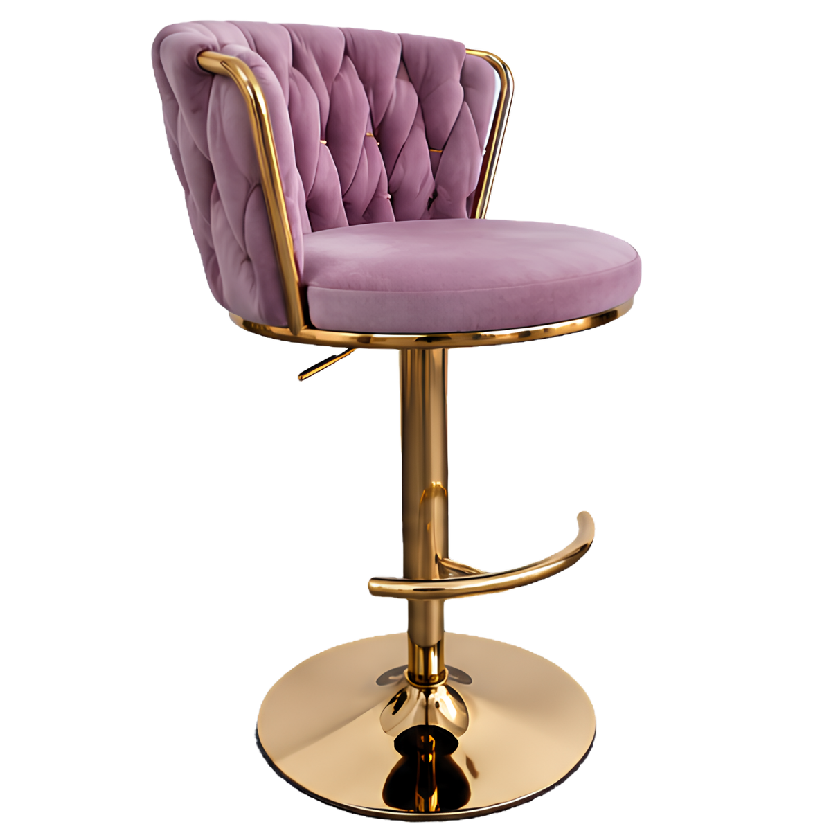 Silla Hogar Giratoria Capitoné de Espaldar Envolvente con Base Dorada