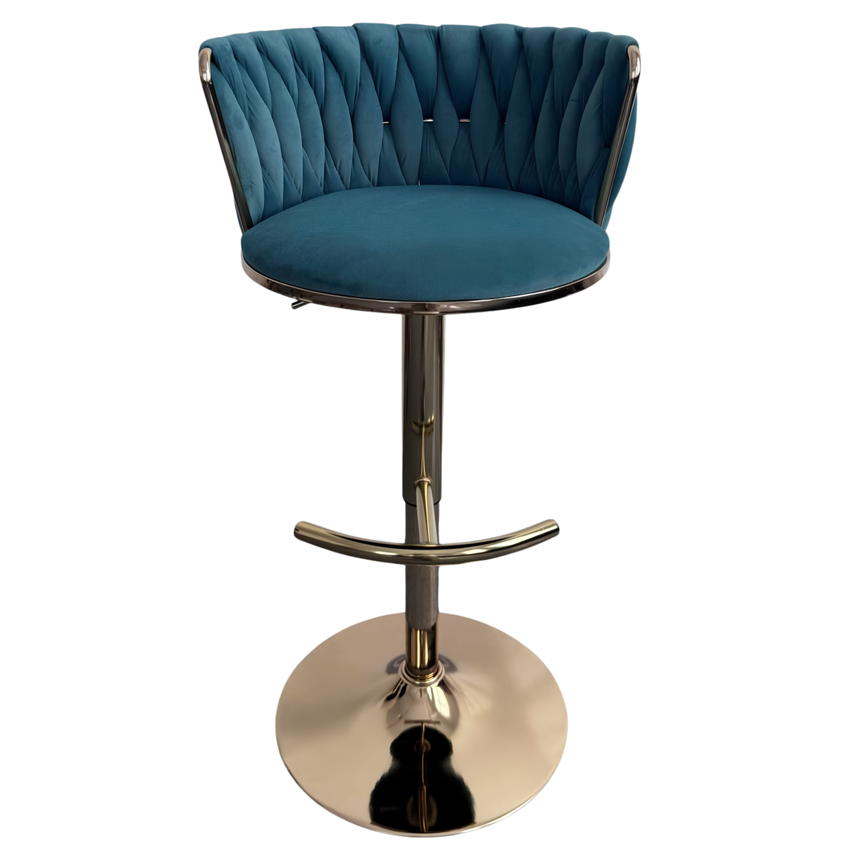 Silla Hogar Giratoria Capitoné de Espaldar Envolvente con Base Dorada