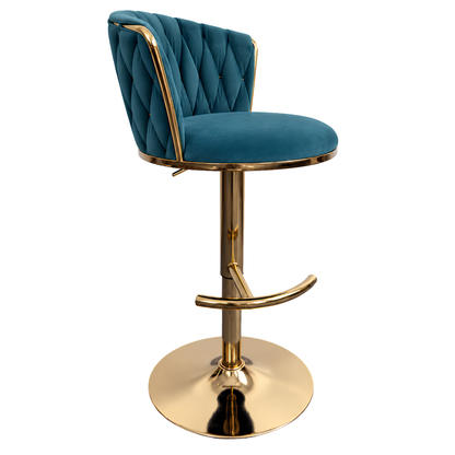 Silla Hogar Giratoria Capitoné de Espaldar Envolvente con Base Dorada