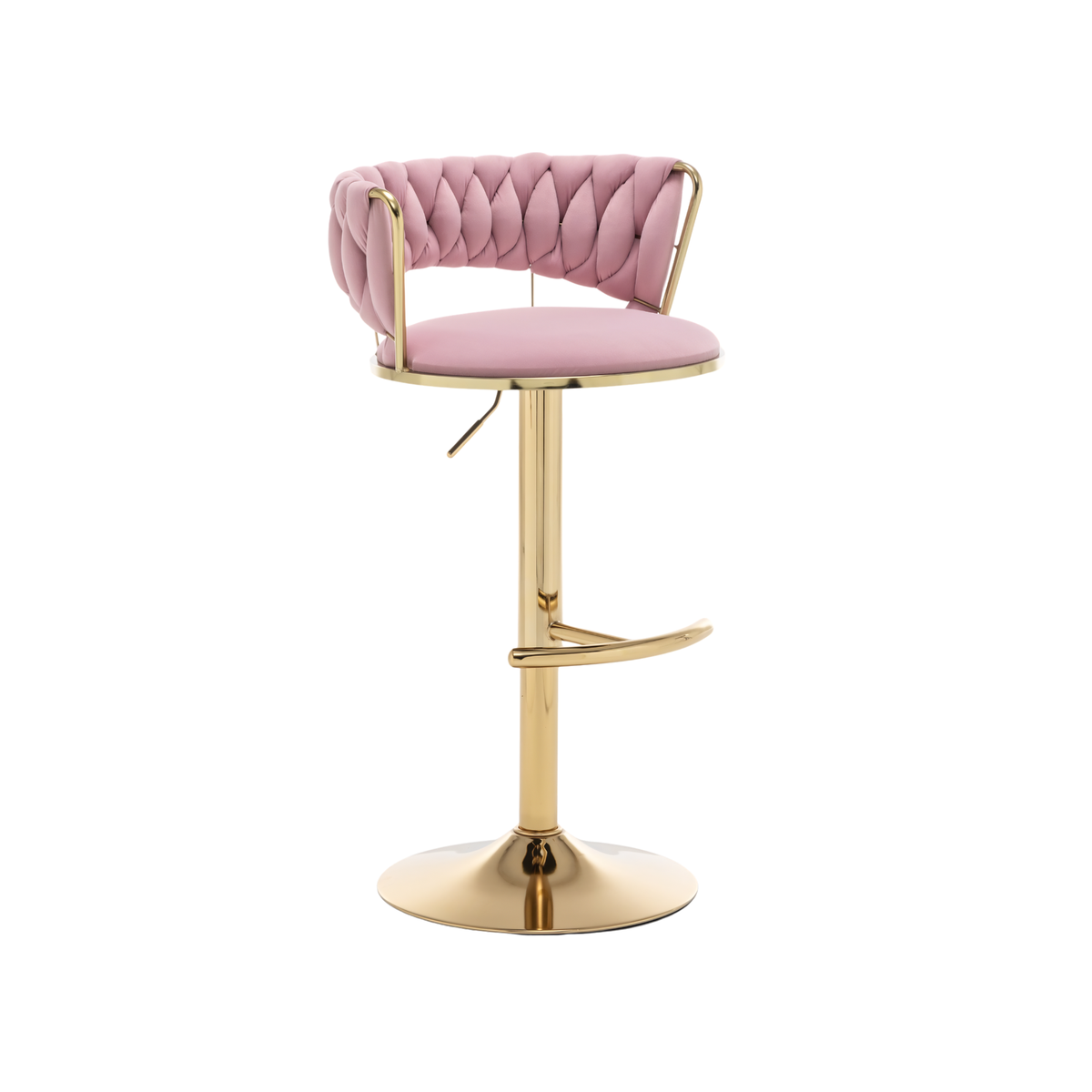 Silla Hogar Giratoria Capitoné Con Base Dorada, Color Rosa