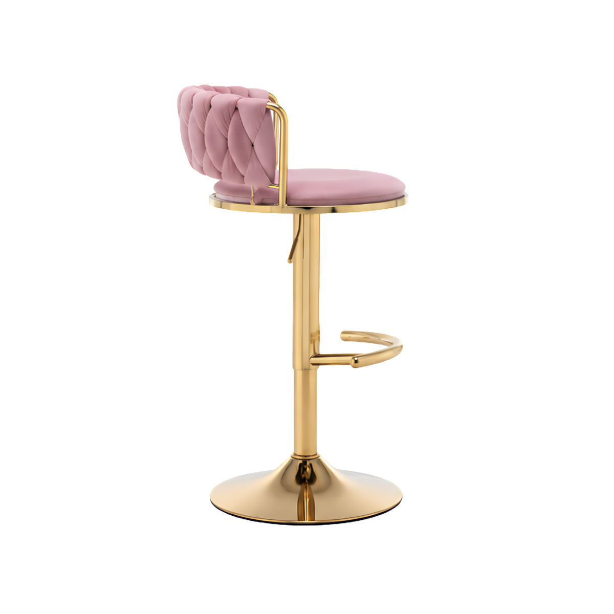 Silla Hogar Giratoria Capitoné Con Base Dorada, Color Rosa