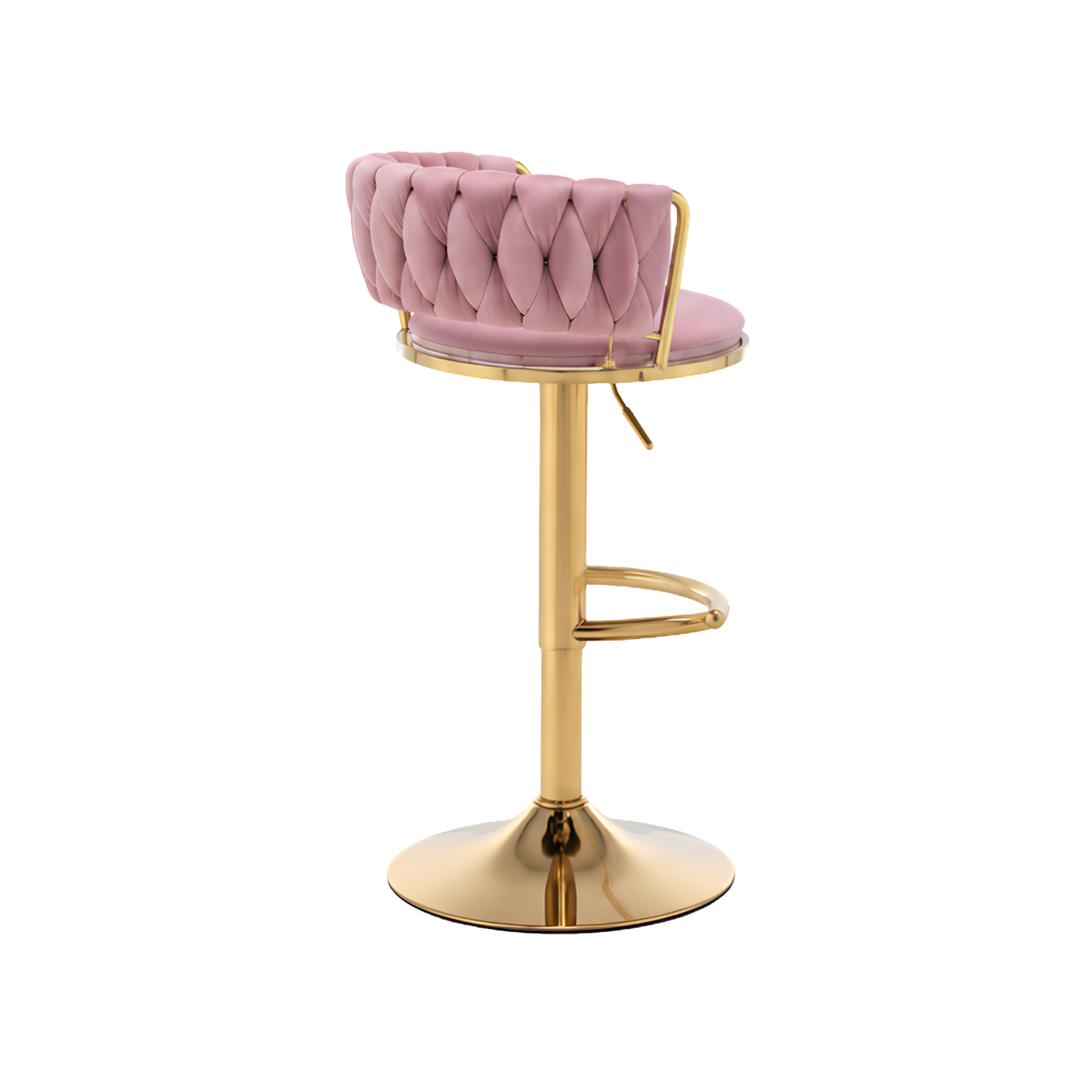 Silla Hogar Giratoria Capitoné Con Base Dorada, Color Rosa