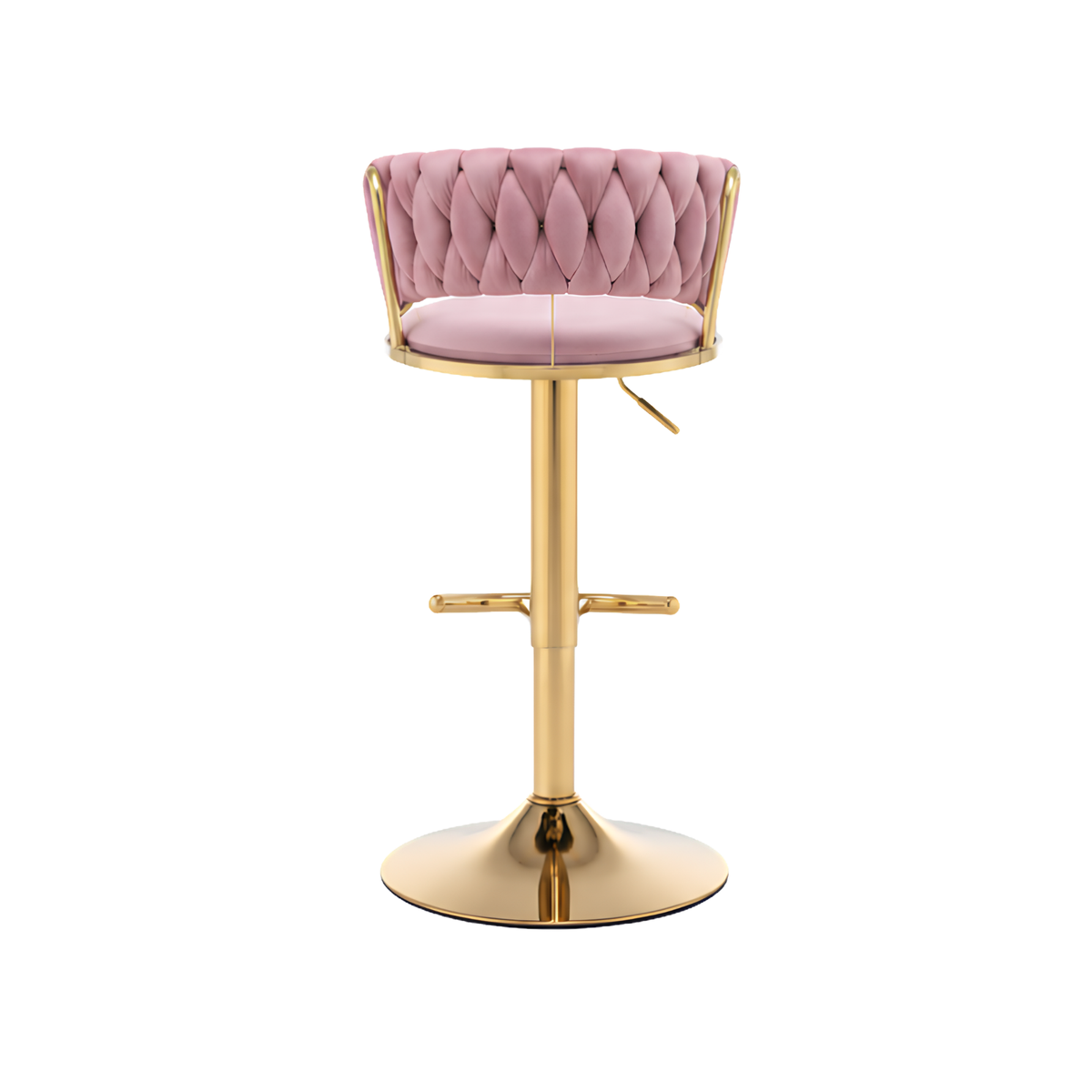 Silla Hogar Giratoria Capitoné Con Base Dorada, Color Rosa