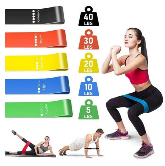 Kit Bandas Elásticas 5 Unidades + Guía De Ejercicio + Bolso
