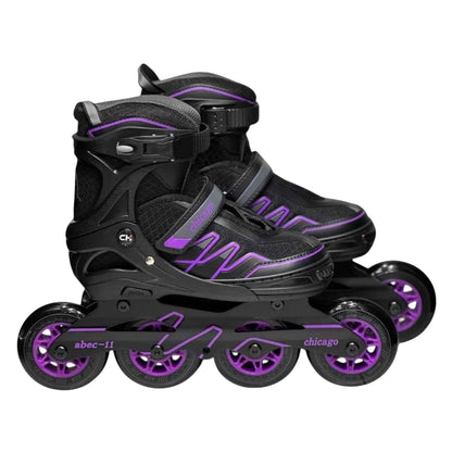 Patines semiprofesionales Chicago negros y morados para jóvenes y adultos