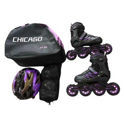 Patines semiprofesionales Chicago negros con detalles morados en línea