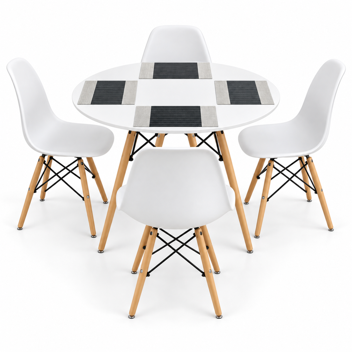 Comedor de 4 Puestos con Mesa Redonda Eames y Set de Individuales Gratis