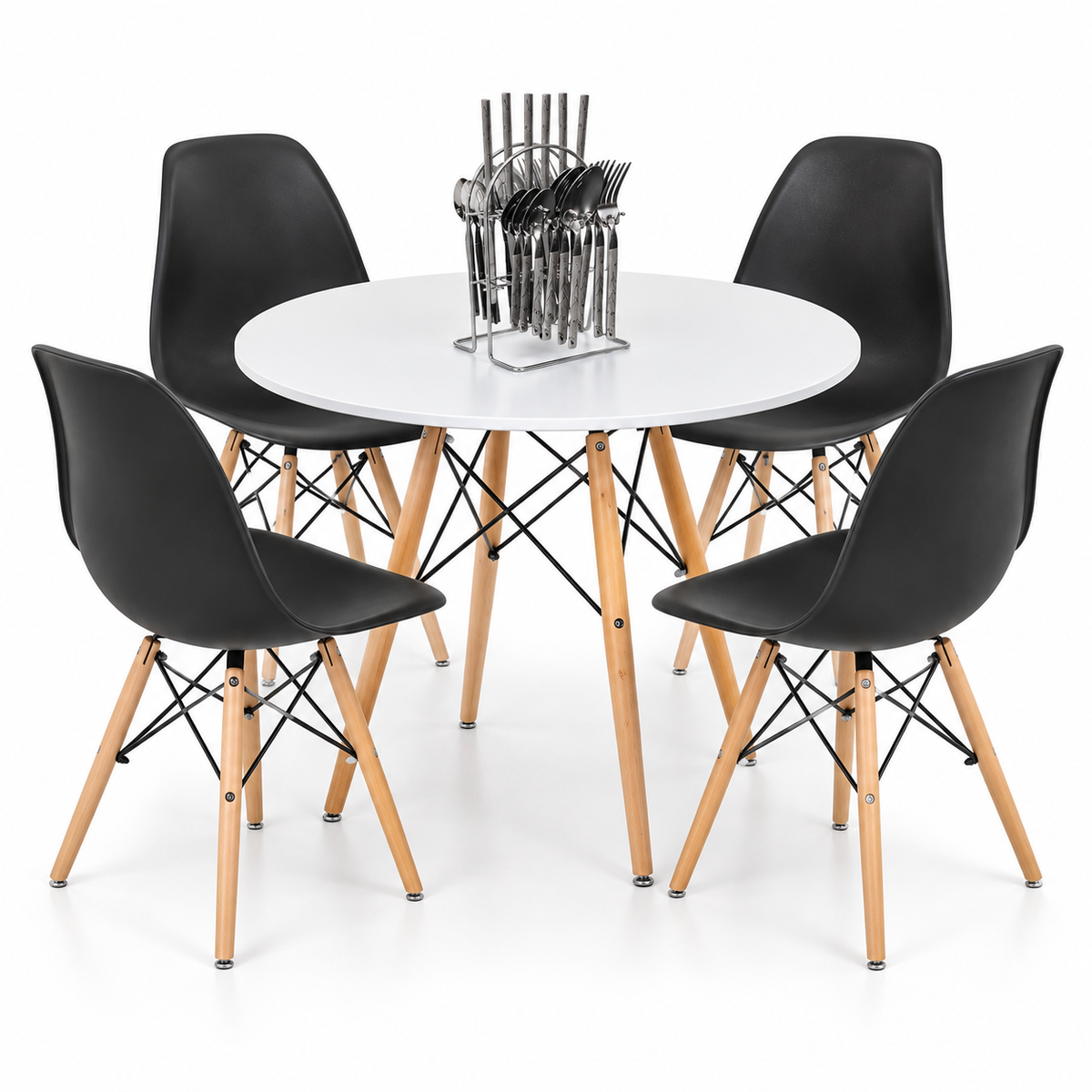 Comedor Redondo Eames de 4 Puestos con Set de Cubiertos Gratis