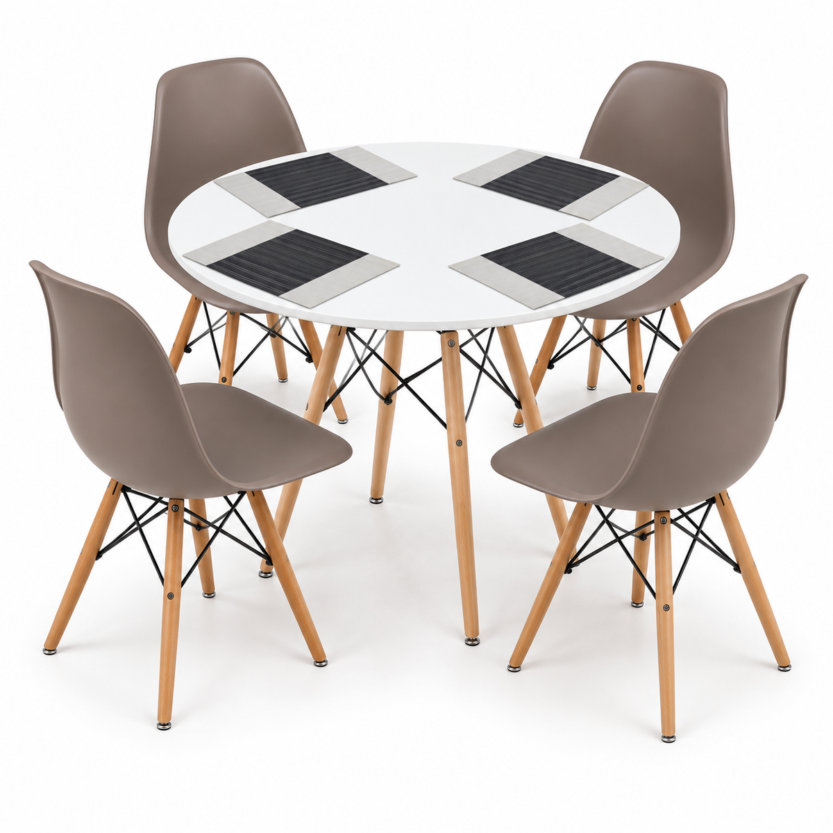 Comedor de 4 Puestos con Mesa Redonda Eames y Set de Individuales Gratis