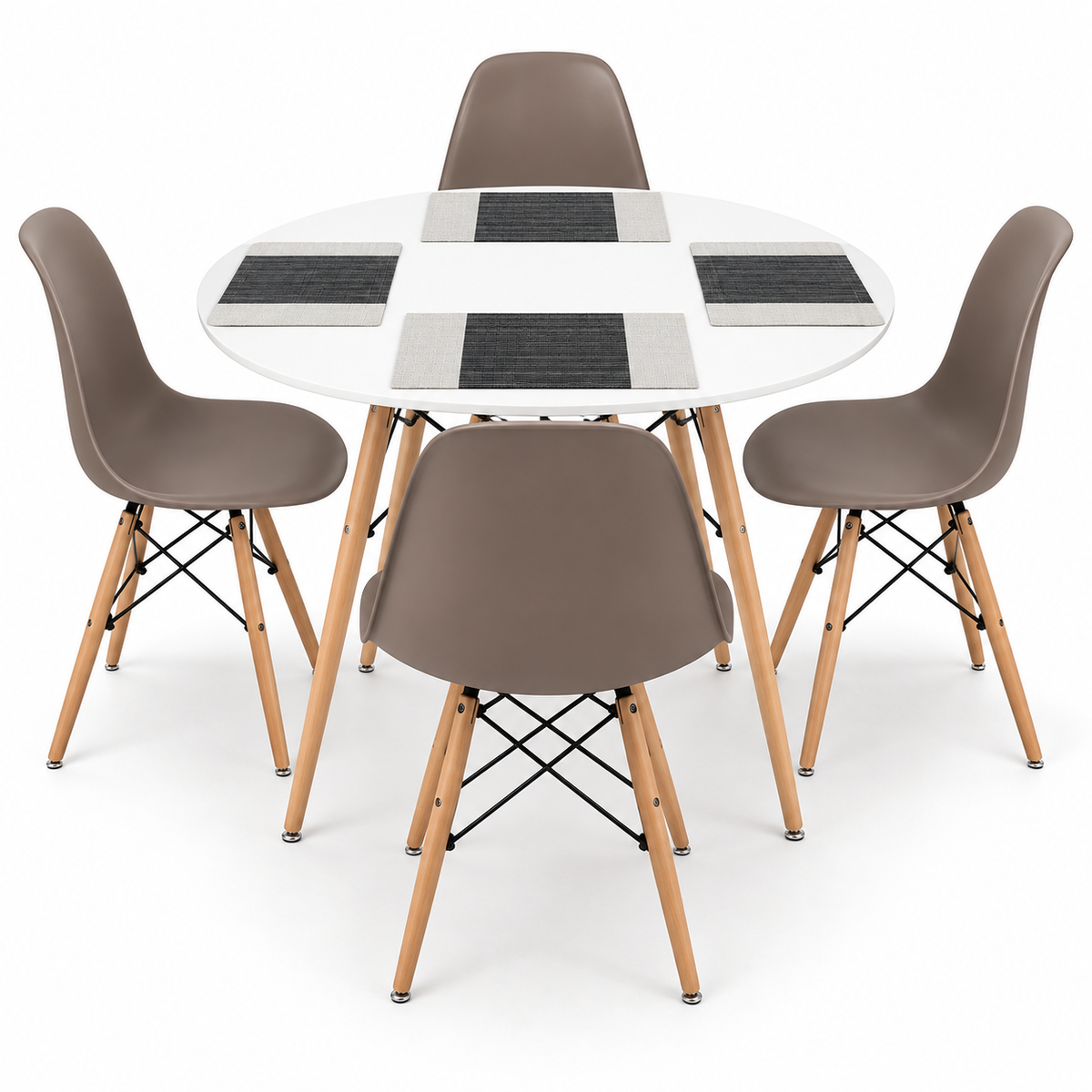 Comedor de 4 Puestos con Mesa Redonda Eames y Set de Individuales Gratis