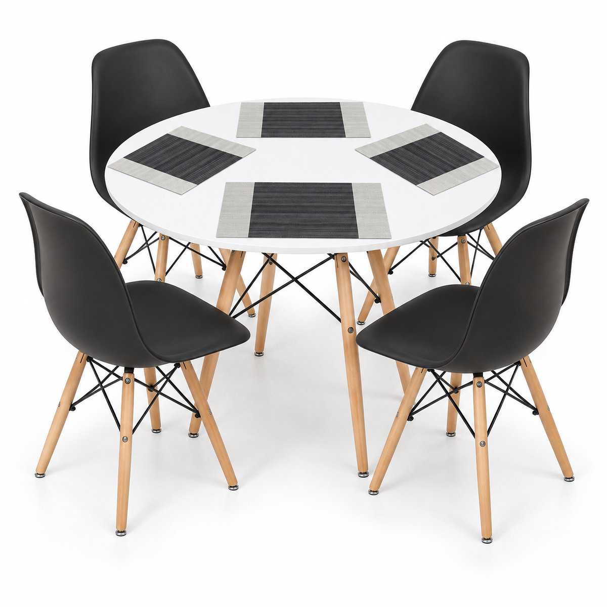 Comedor de 4 Puestos con Mesa Redonda Eames y Set de Individuales Gratis