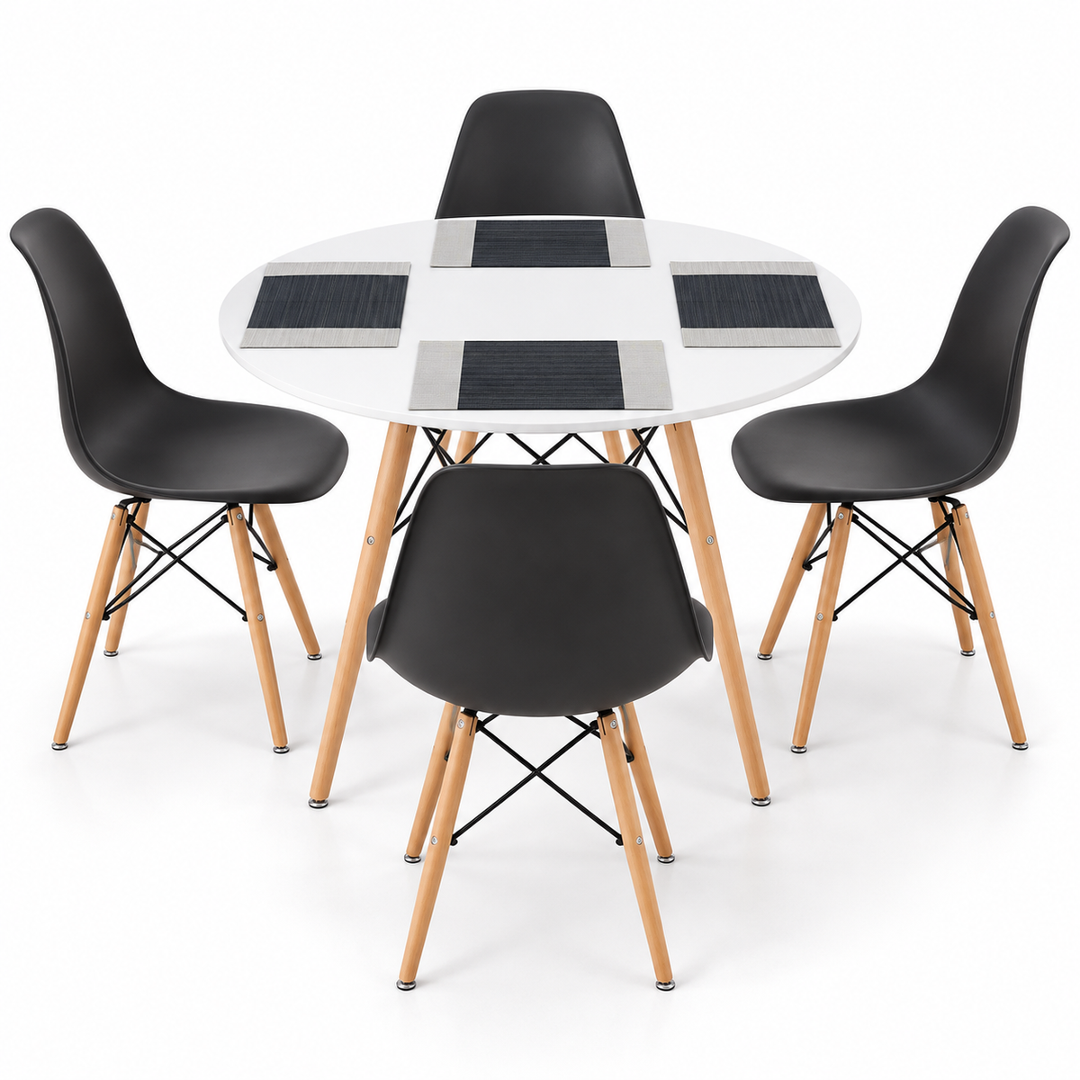 Comedor de 4 Puestos con Mesa Redonda Eames y Set de Individuales Gratis