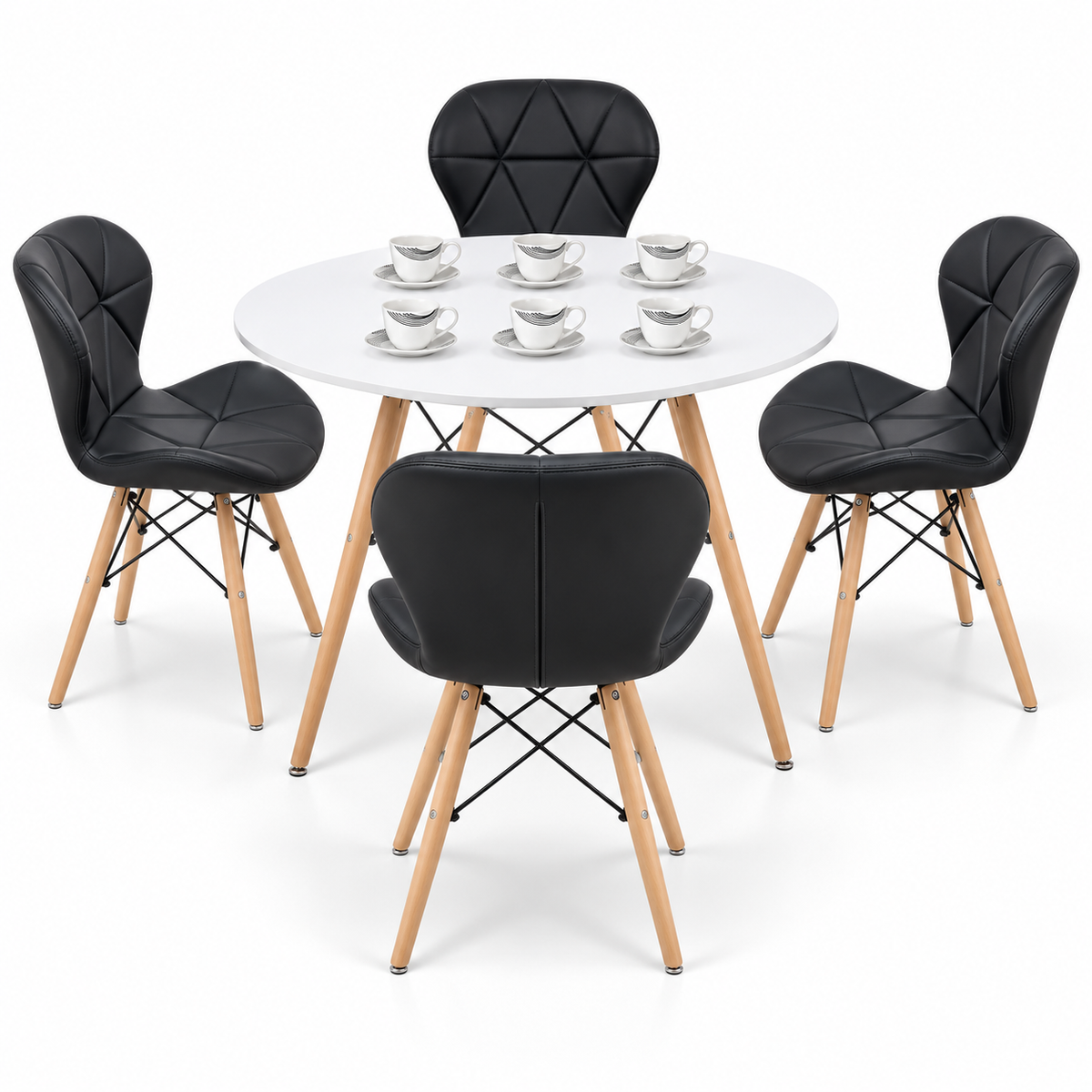 Comedor Redondo Eames de 4 Puestos con Sillas Mariposa Estándar y Pocillos Gratis