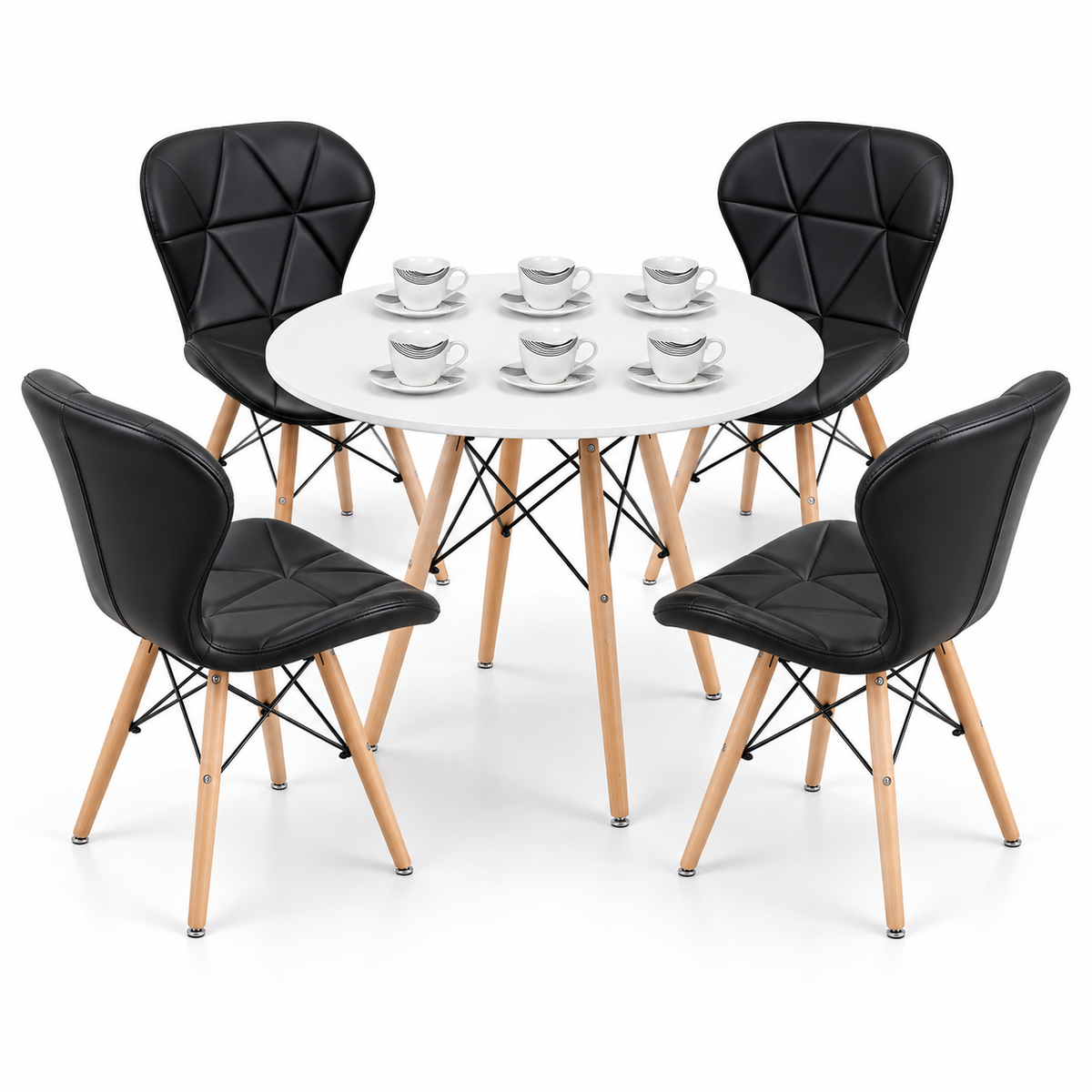 Comedor Redondo Eames de 4 Puestos con Sillas Mariposa Estándar y Pocillos Gratis