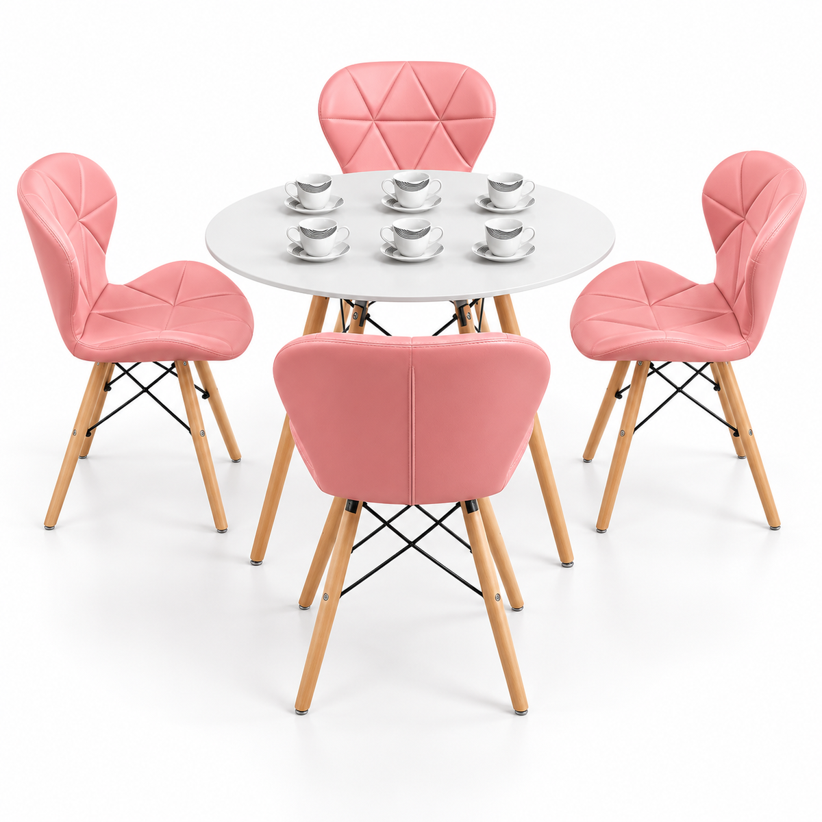 Comedor Redondo Eames de 4 Puestos con Sillas Mariposa Estándar y Pocillos Gratis