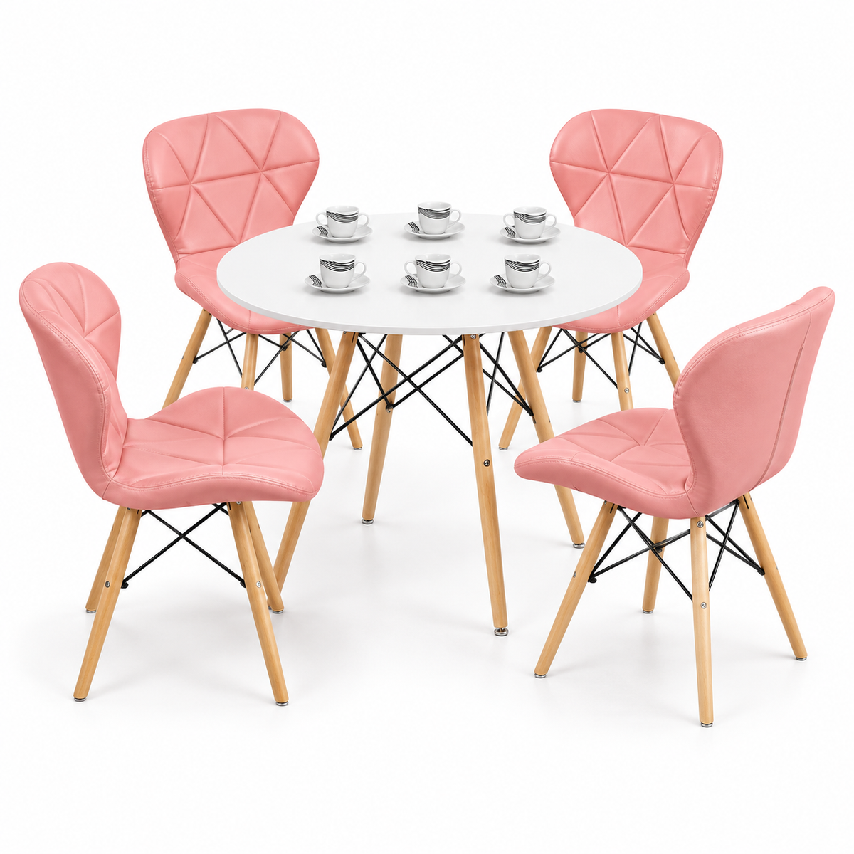 Comedor Redondo Eames de 4 Puestos con Sillas Mariposa Estándar y Pocillos Gratis