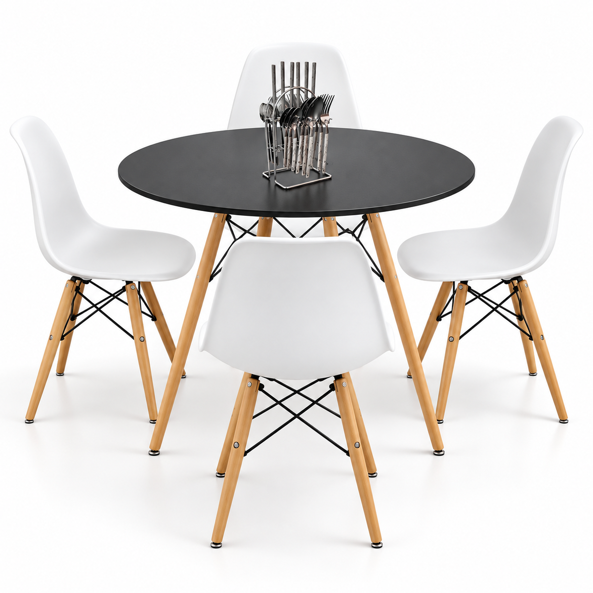 Comedor Redondo Eames de 4 Puestos con Set de Cubiertos Gratis