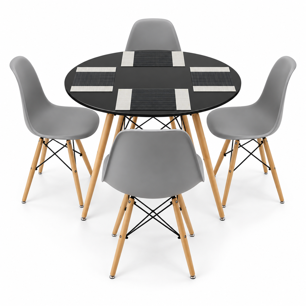 Comedor de 4 Puestos con Mesa Redonda Eames y Set de Individuales Gratis