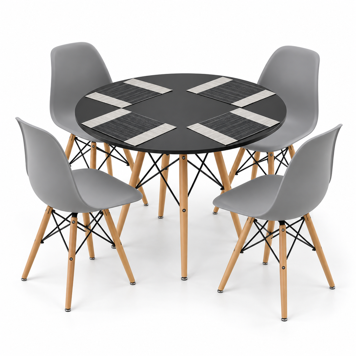Comedor de 4 Puestos con Mesa Redonda Eames y Set de Individuales Gratis