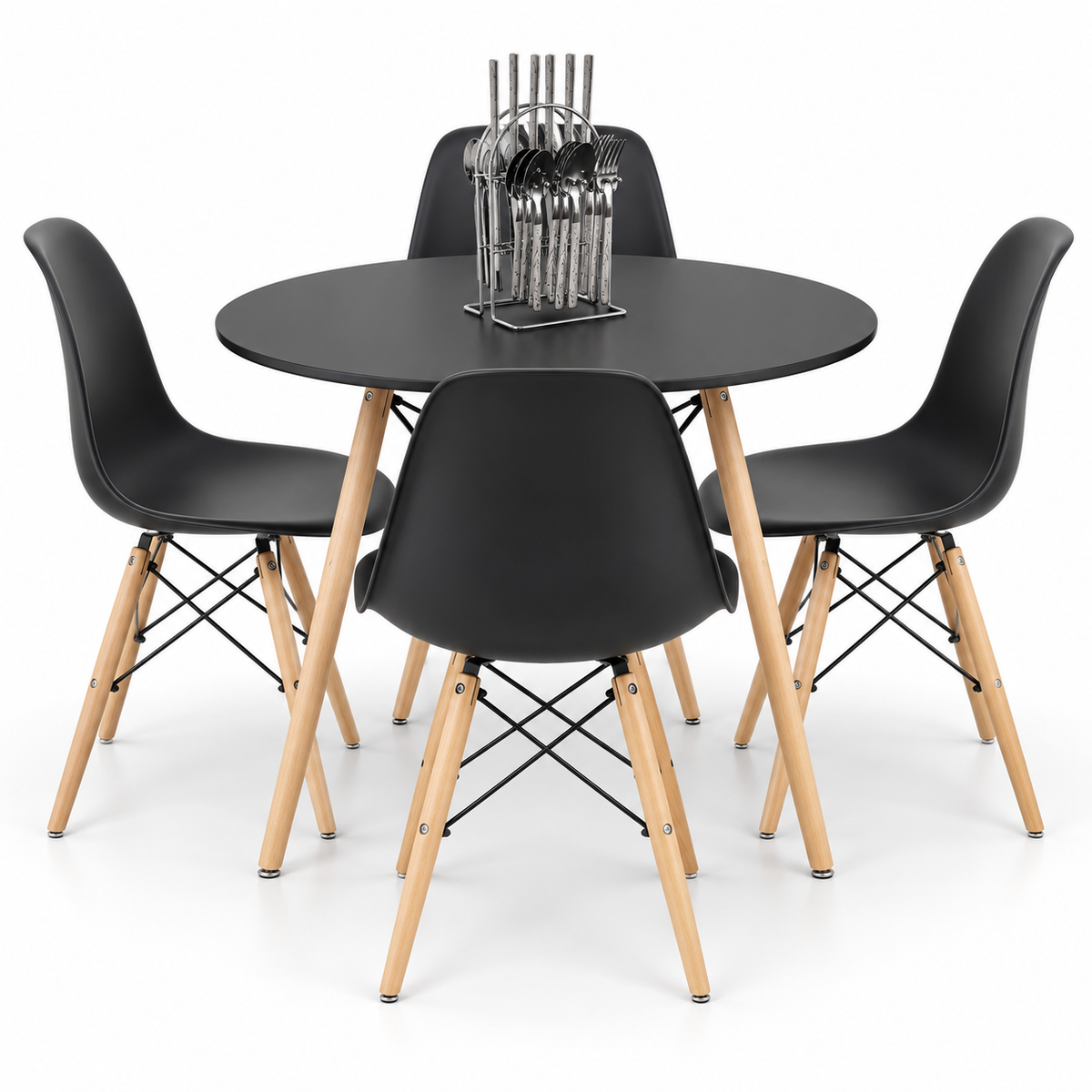 Comedor Redondo Eames de 4 Puestos con Set de Cubiertos Gratis