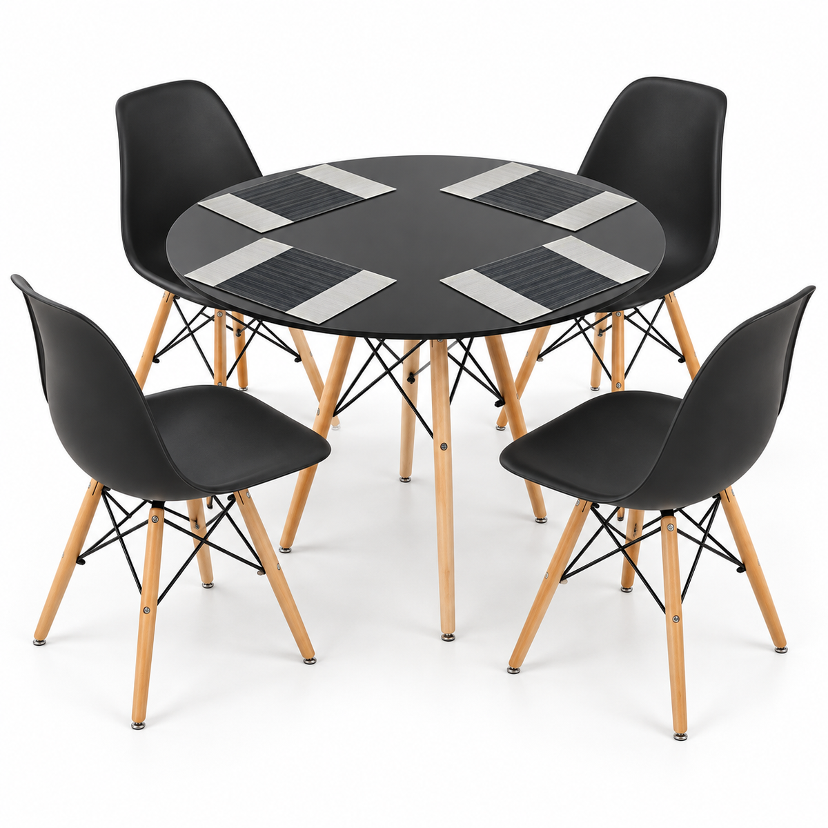 Comedor de 4 Puestos con Mesa Redonda Eames y Set de Individuales Gratis