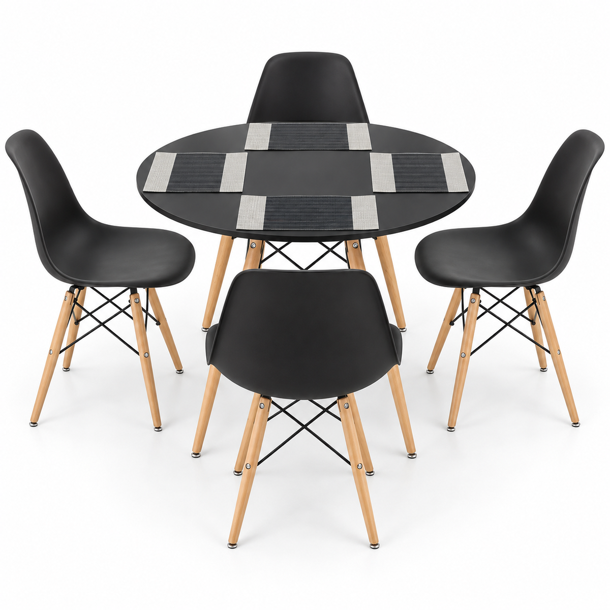 Comedor de 4 Puestos con Mesa Redonda Eames y Set de Individuales Gratis