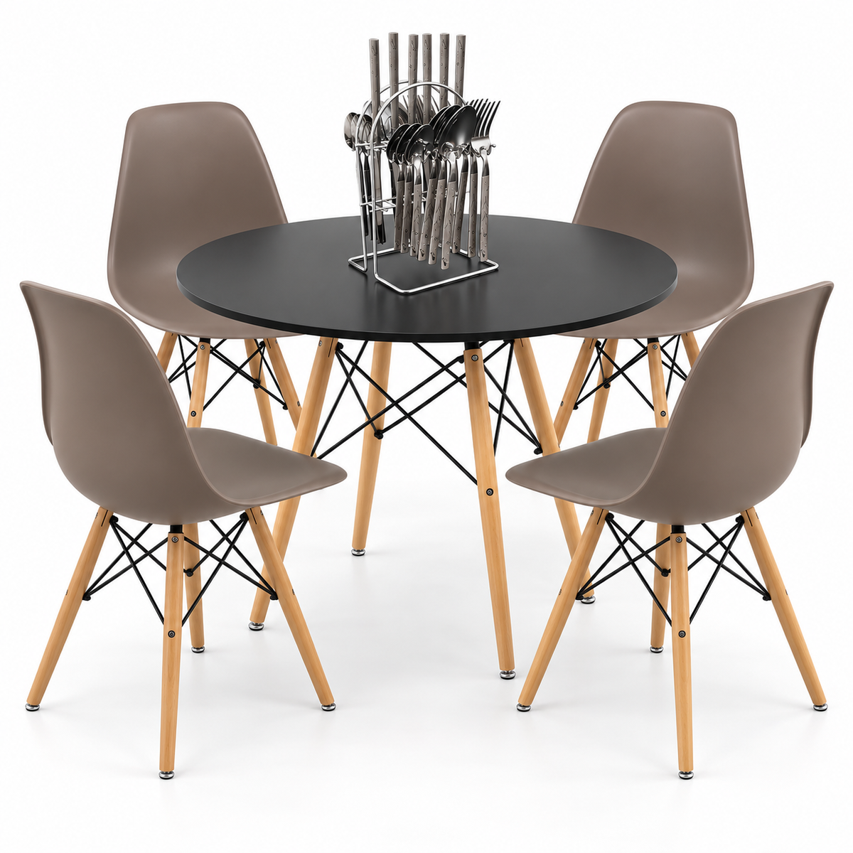 Comedor Redondo Eames de 4 Puestos con Set de Cubiertos Gratis
