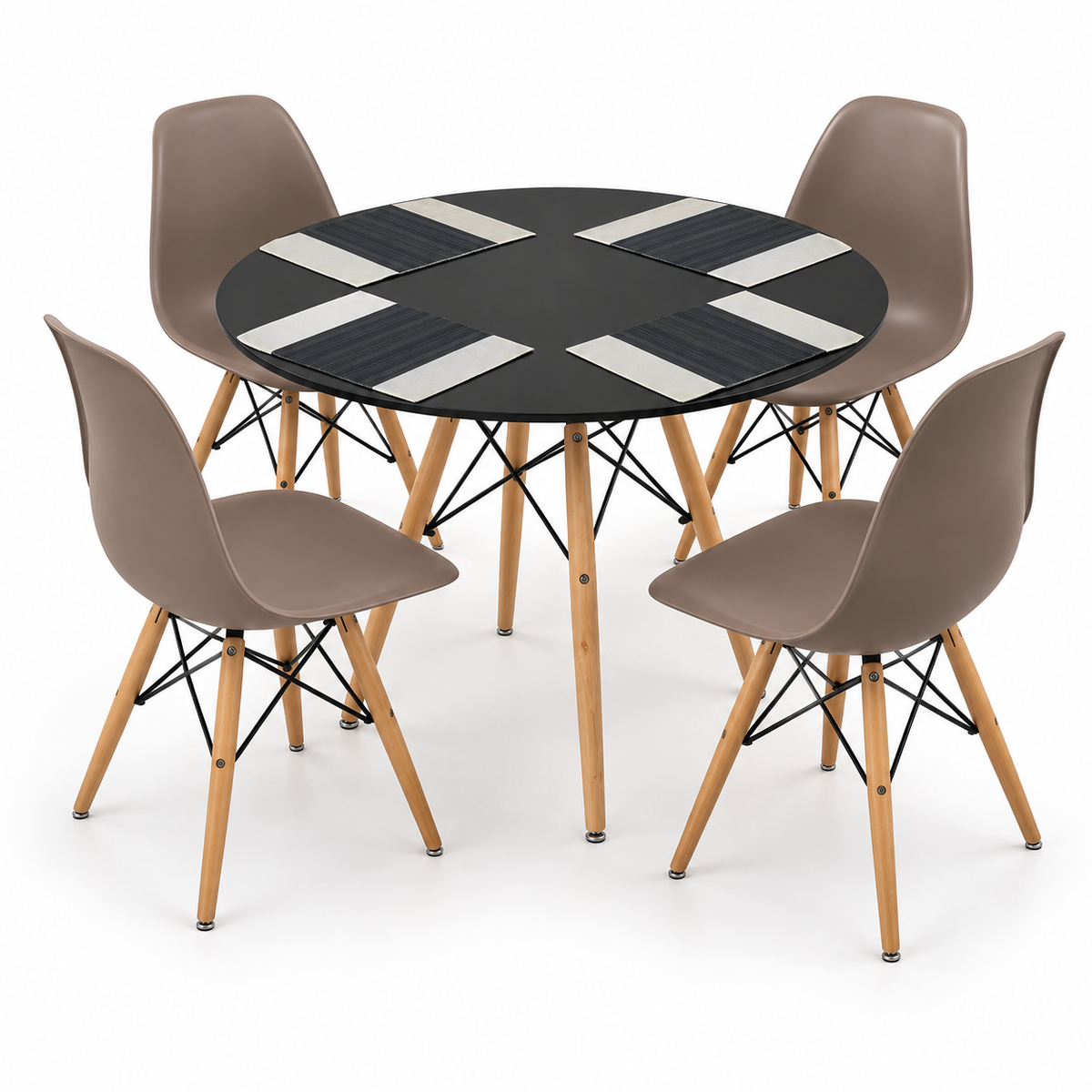 Comedor de 4 Puestos con Mesa Redonda Eames y Set de Individuales Gratis