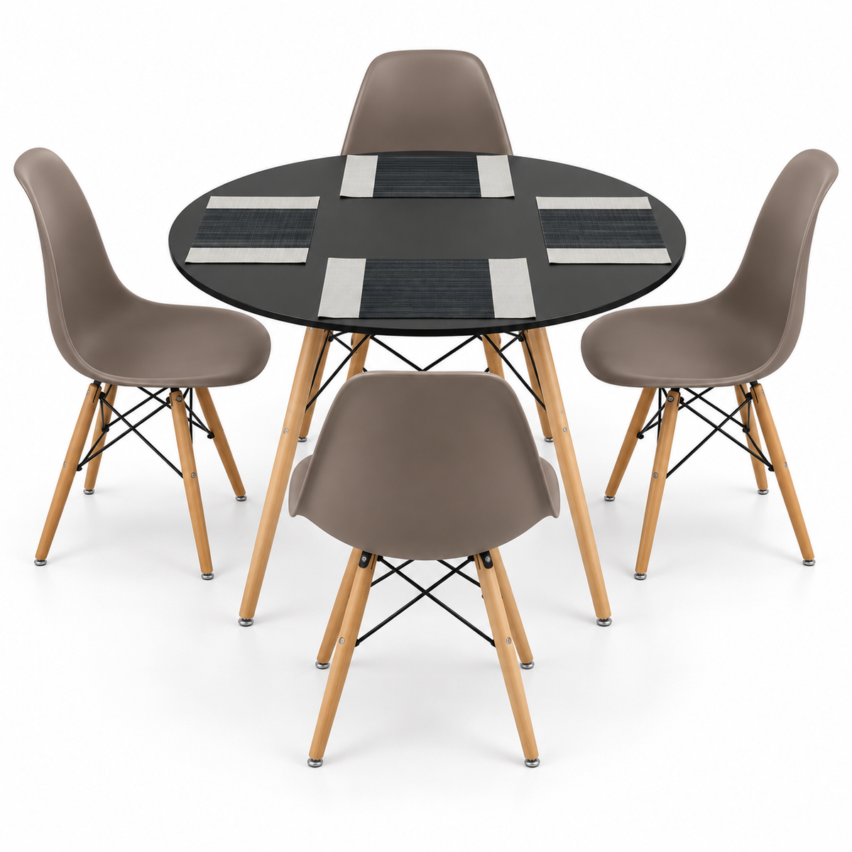 Comedor de 4 Puestos con Mesa Redonda Eames y Set de Individuales Gratis