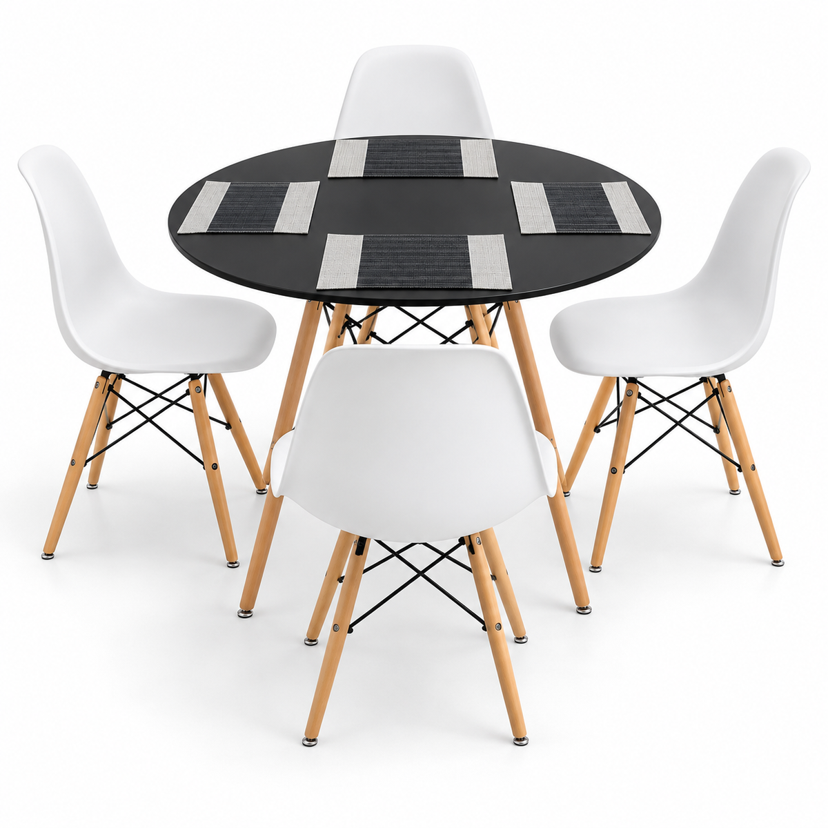 Comedor de 4 Puestos con Mesa Redonda Eames y Set de Individuales Gratis