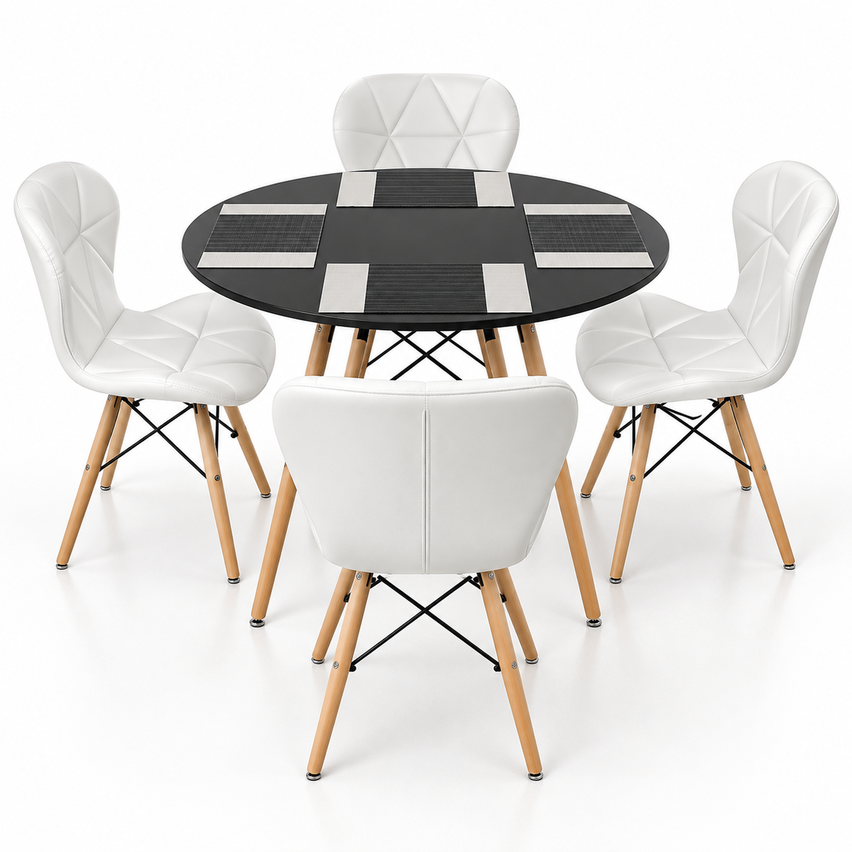 Comedor Redondo Eames con 4 Sillas Mariposa Estándar e Individuales de Regalo