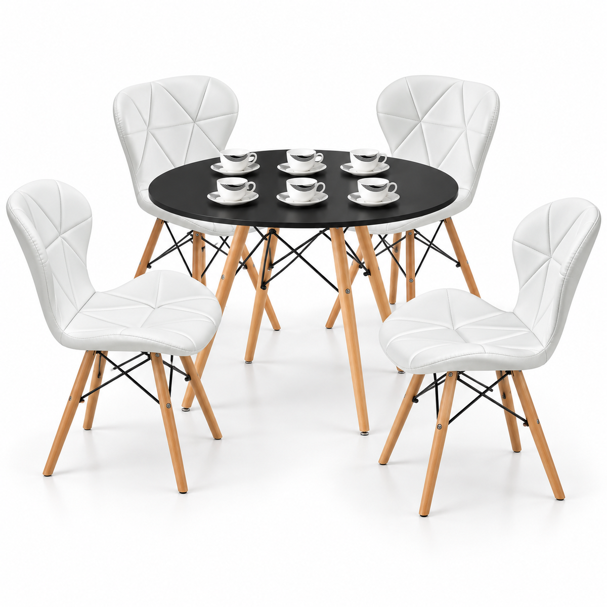 Comedor Redondo Eames de 4 Puestos con Sillas Mariposa Estándar y Pocillos Gratis