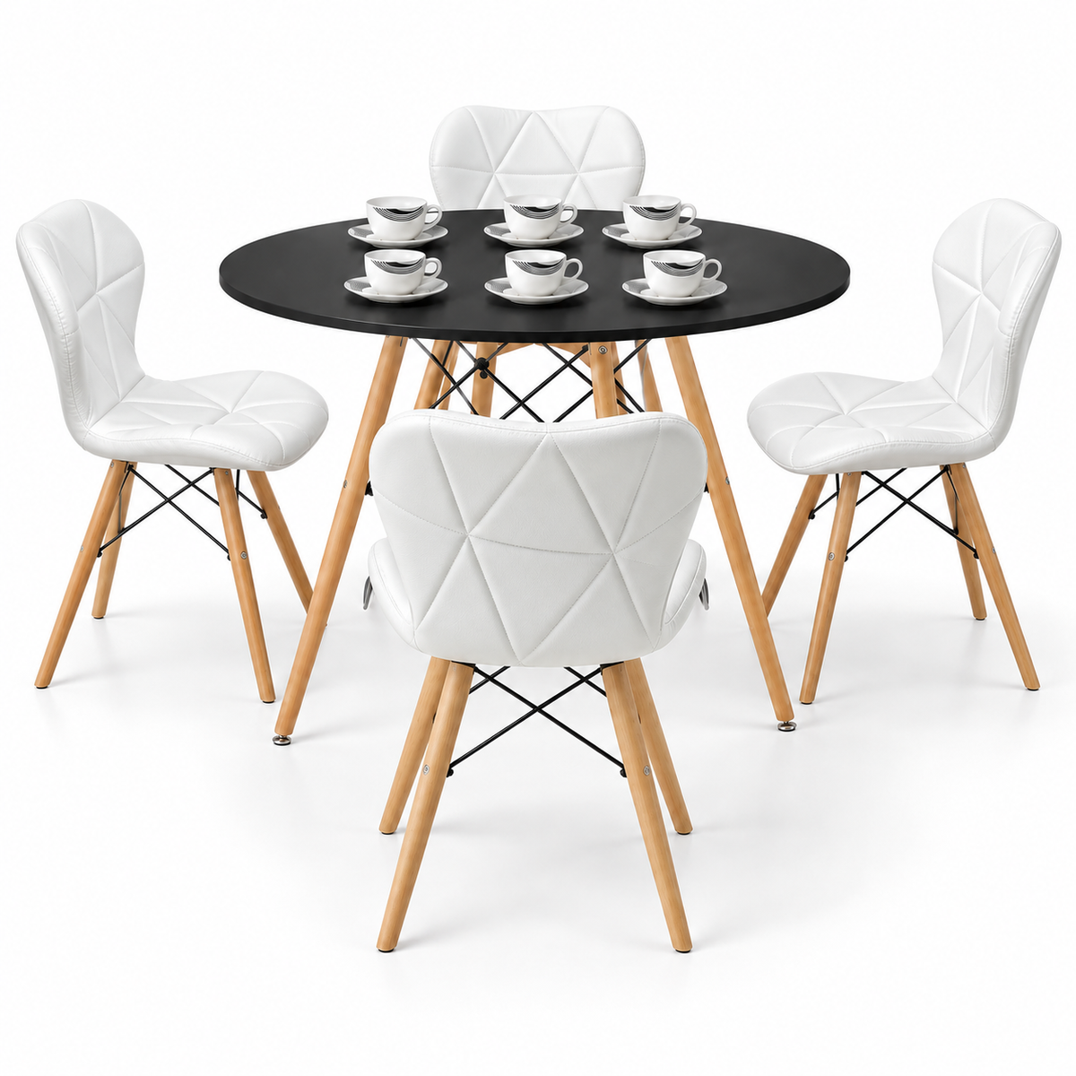 Comedor Redondo Eames de 4 Puestos con Sillas Mariposa Estándar y Pocillos Gratis