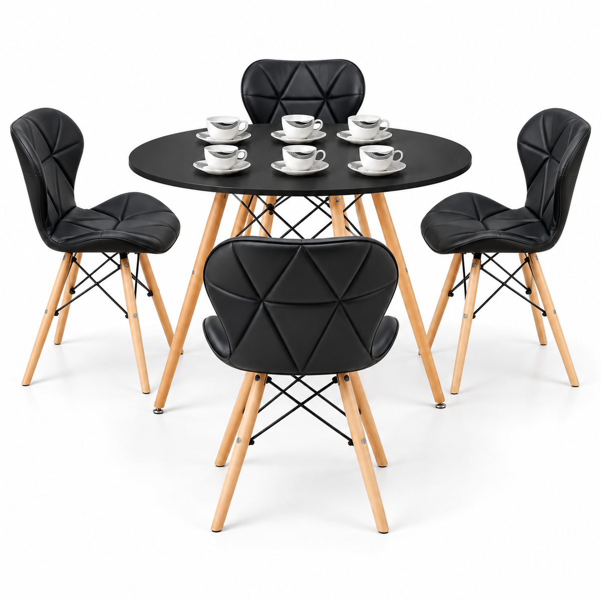 Comedor Redondo Eames de 4 Puestos con Sillas Mariposa Estándar y Pocillos Gratis