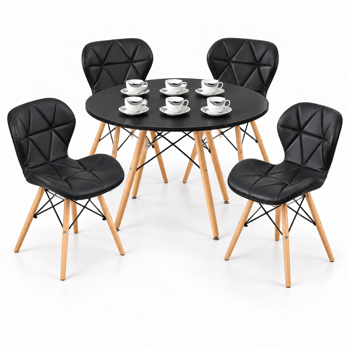 Comedor Redondo Eames de 4 Puestos con Sillas Mariposa Estándar y Pocillos Gratis