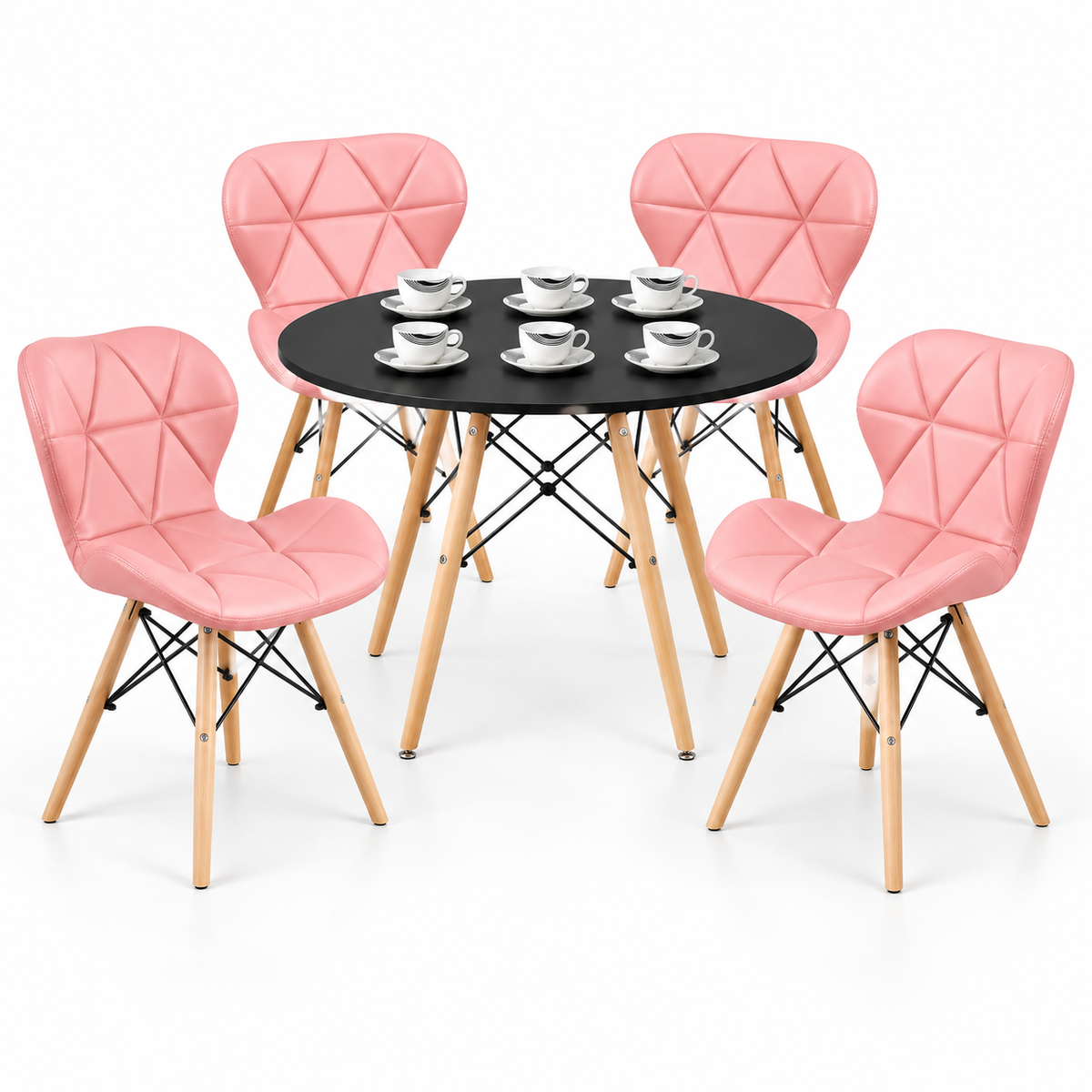 Comedor Redondo Eames de 4 Puestos con Sillas Mariposa Estándar y Pocillos Gratis