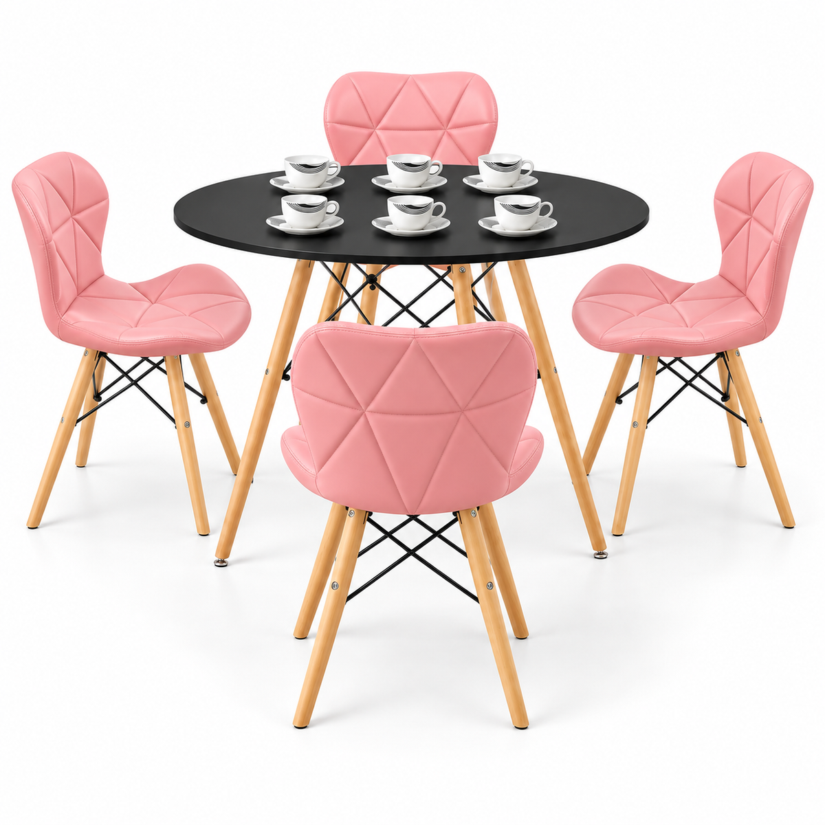 Comedor Redondo Eames de 4 Puestos con Sillas Mariposa Estándar y Pocillos Gratis
