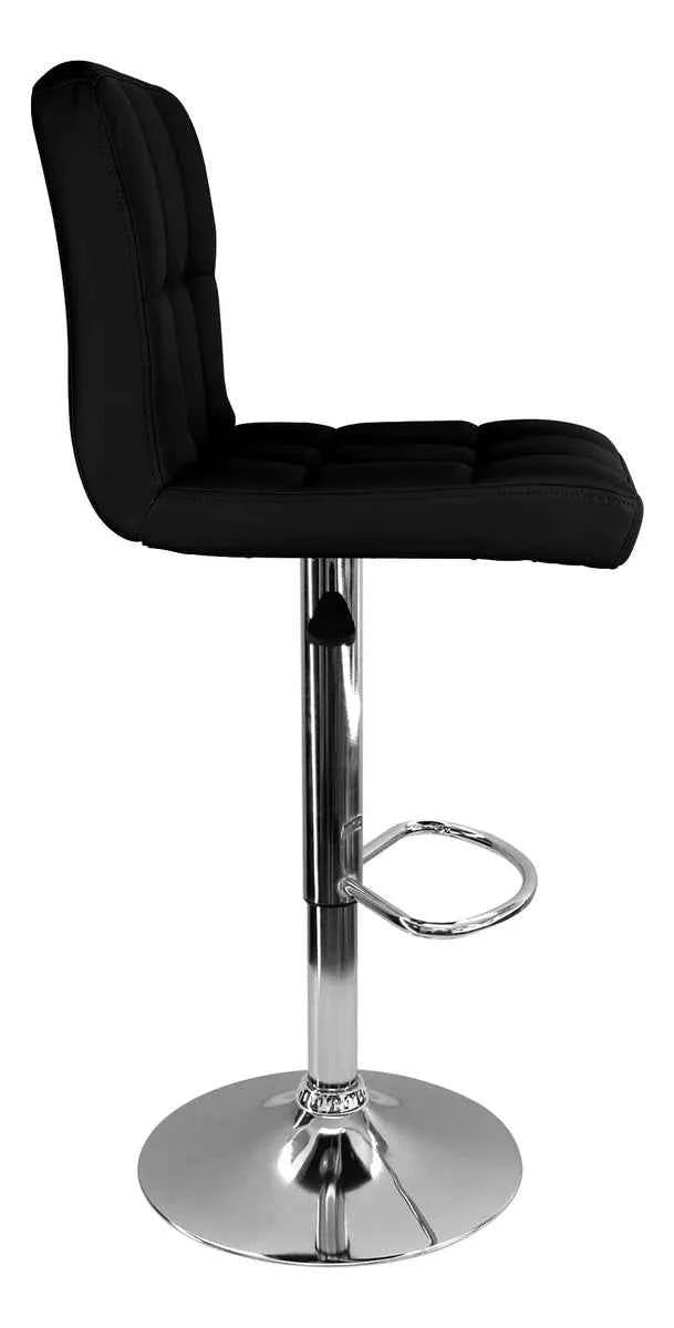 Silla alta vintage negra en cuero PU con espaldar bajo para barra o restaurante