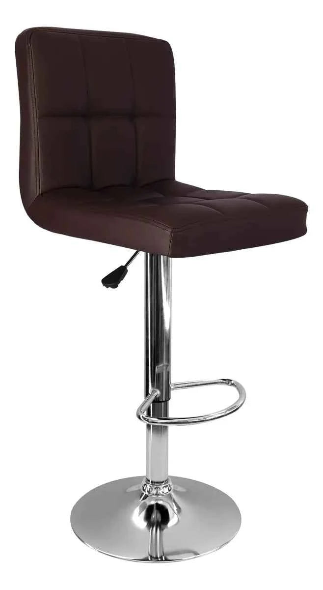Silla para barra vintage en cuero PU café con altura graduable para cocina o bar