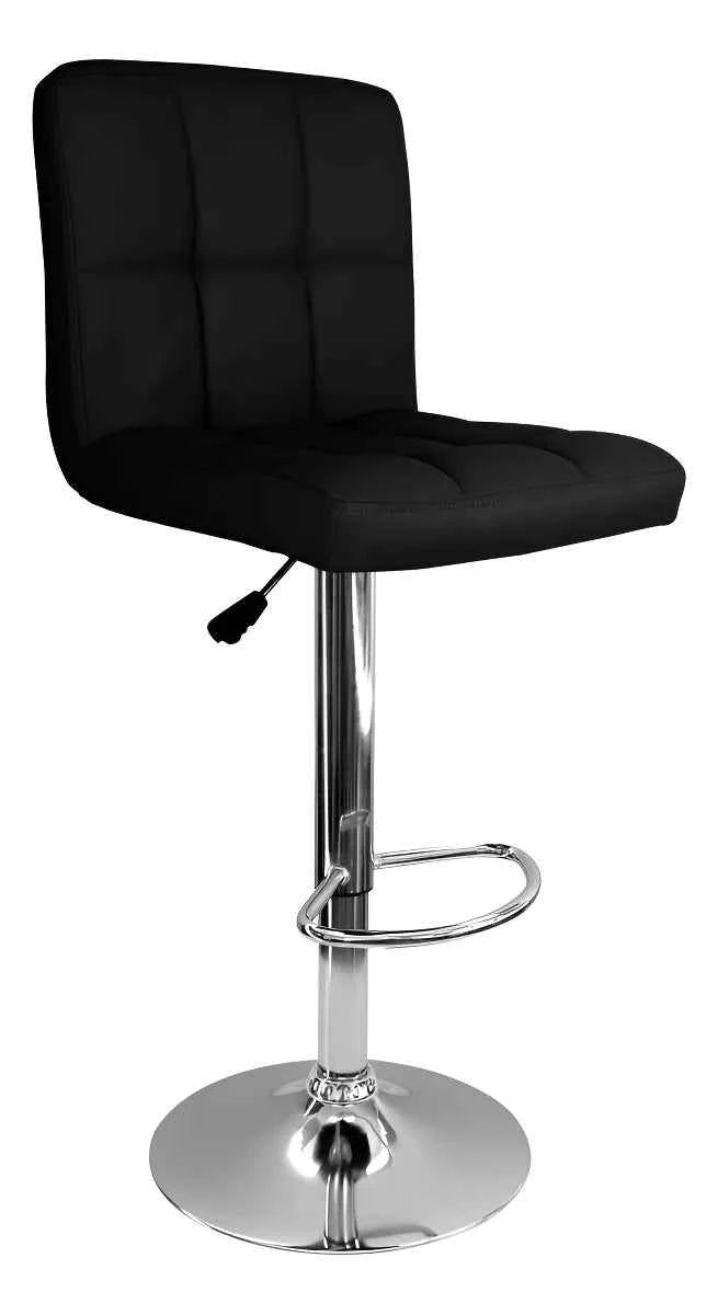 Silla de barra vintage negra con cuero PU para cafetería, bar o negocio