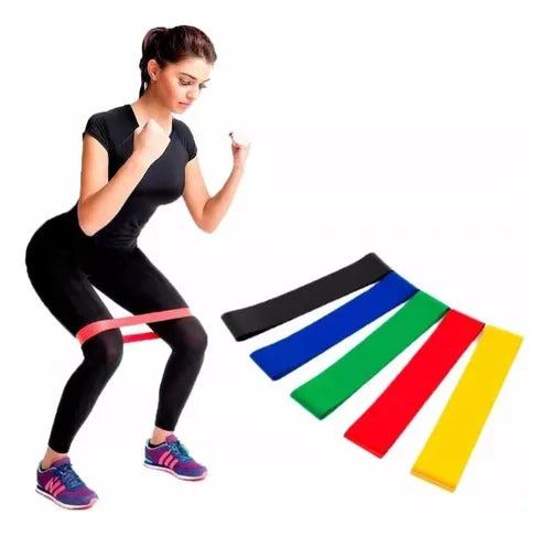 Kit Bandas Elásticas 5 Unidades + Guía De Ejercicio + Bolso