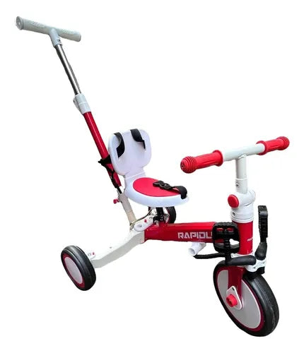Triciclo Bicicleta Para Niños 5 En 1 Impulso Y Pedales Roja