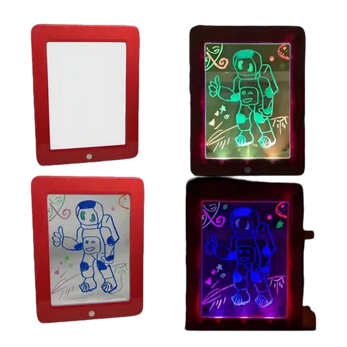 Tablero De Dibujo Con Luz Led Mágico Magic Pad 6 Marcadores Color Rojo/Azul