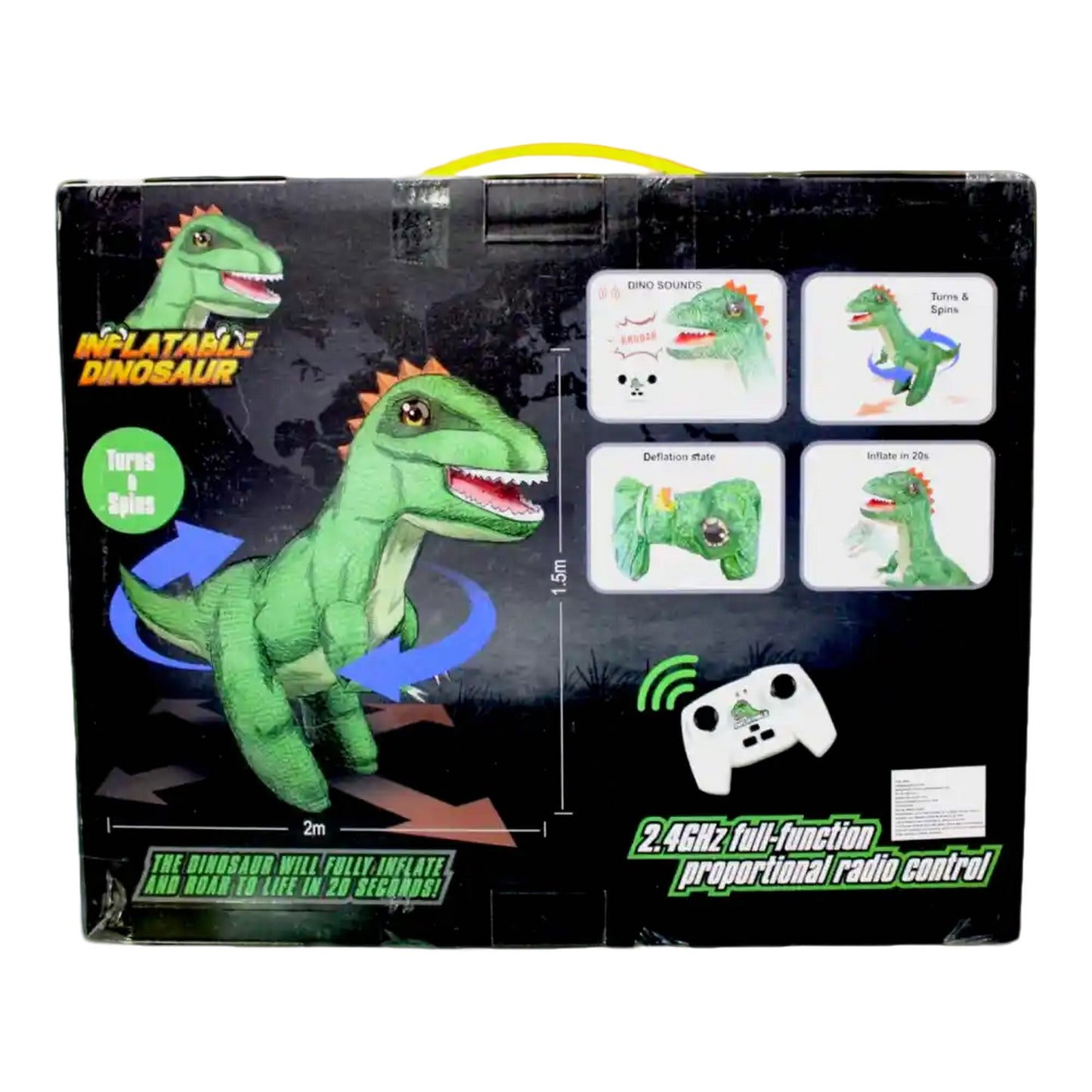 Dinosaurio Inflable a Control Remoto con Movimiento Realista Sonido Tamaño Grande