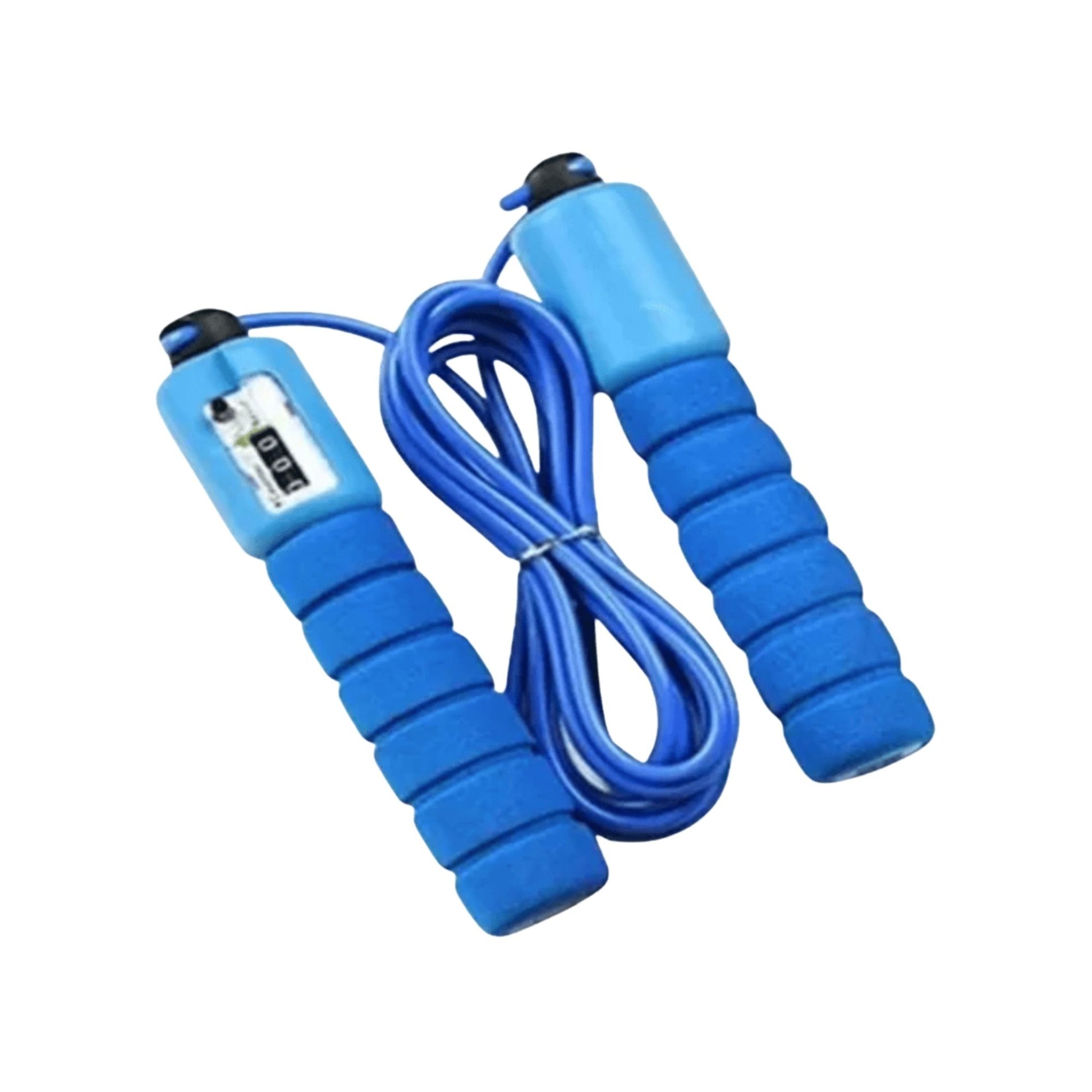 Cuerda de saltar azul para cardio, entrenamiento en casa y rutina fitness