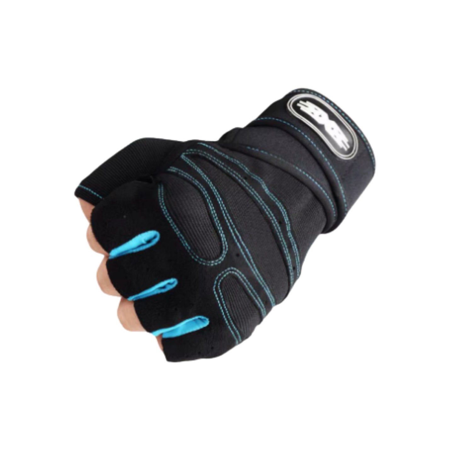 Guantes fitness negros con muñequera para pesas, máquinas y entrenamiento funcional