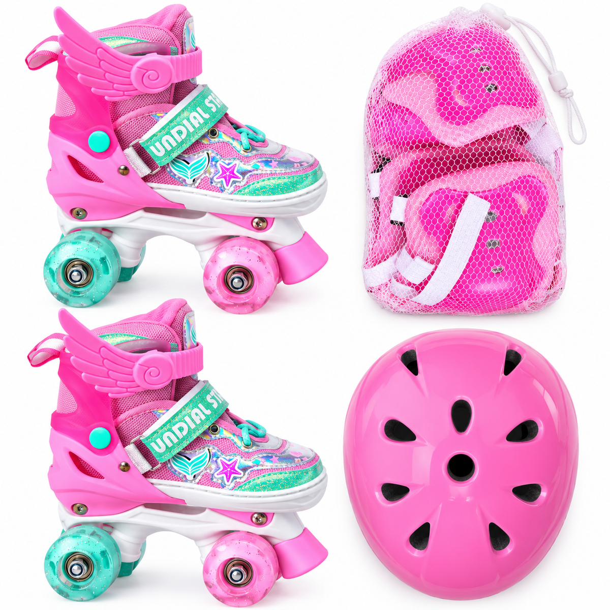 Patines Artisticos Con Alitas Con Luces En las 4 ruedas
