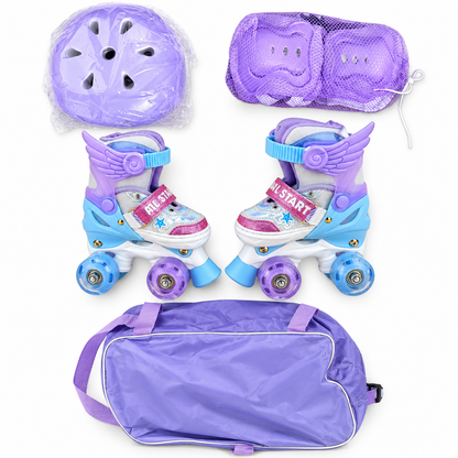Patines Artisticos Con Alitas Con Luces En las 4 ruedas