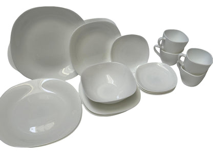 Vajilla de 20 piezas en vidrio blanco para comedor, cocina y servicio de mesa