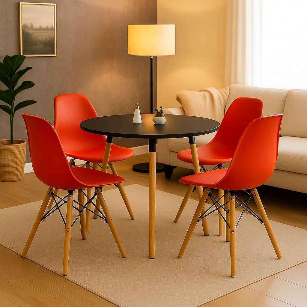 Comedor con sillas Eames rojas para cocina, sala comedor y hogar